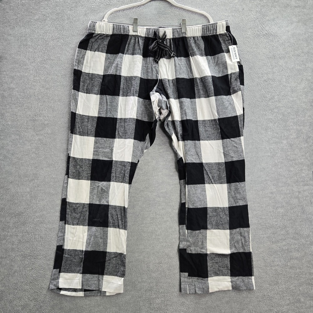 Old Navy Women Sleepwear 2X Black And White Pajama Pants Plaid 30" Inseam NWT